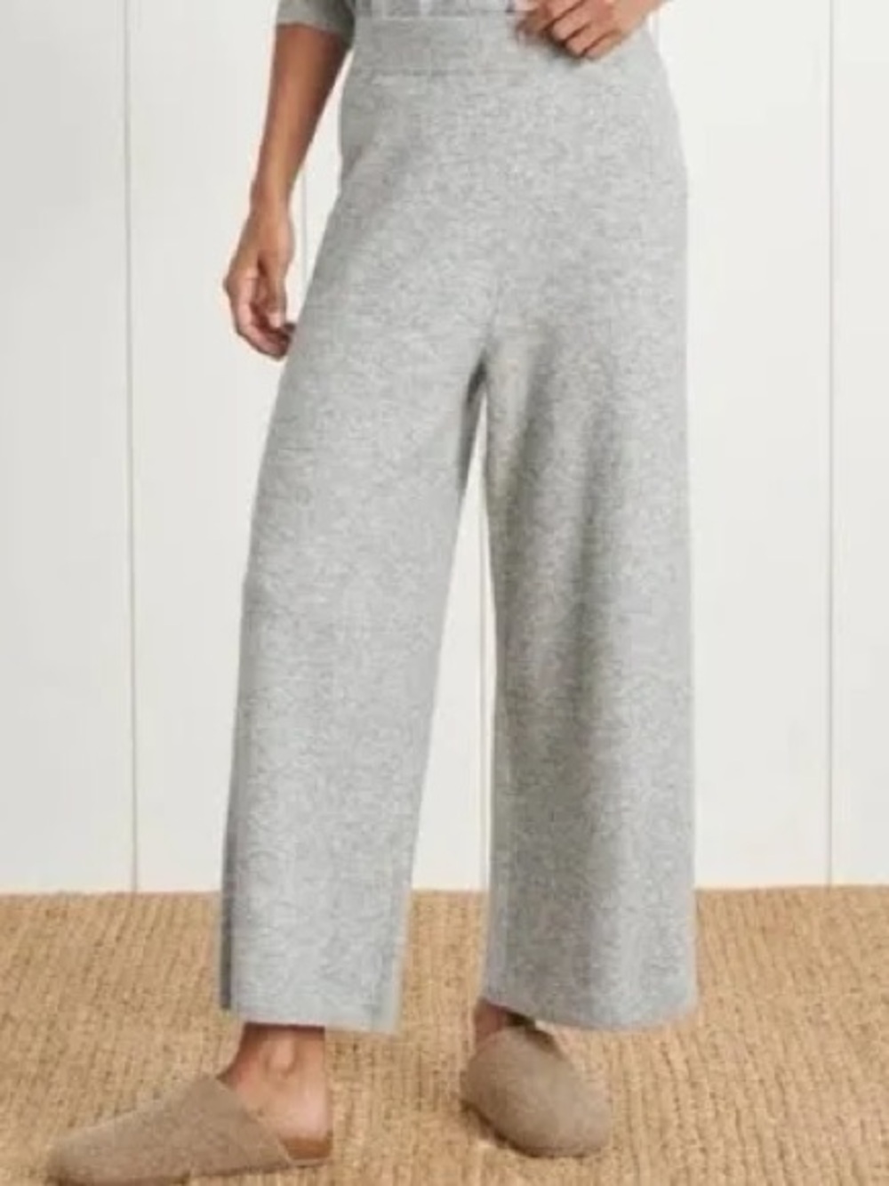 Jenni Kayne Marina Culottes Heather Gray Cashmere Blend Knit Pants XXL